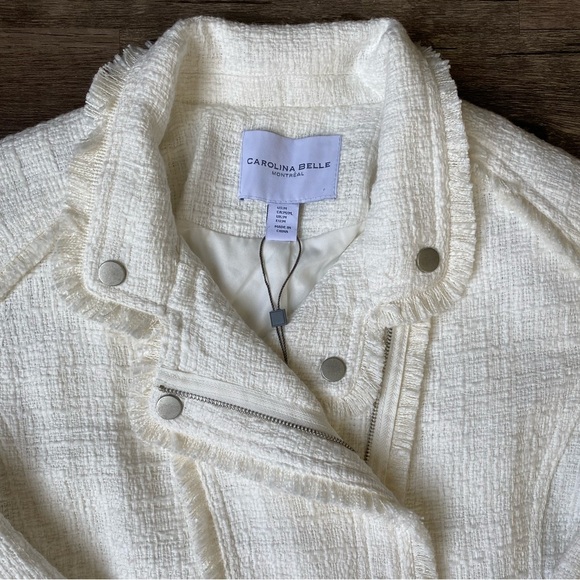 NWT Carolina Belle Cream Blazer Size M 100% Cotton - Picture 3 of 10